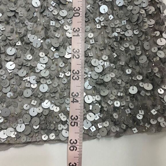 Aidan Mattox One Shoulder Sequin Dress Silver Size 0 - Picture 9 of 14
